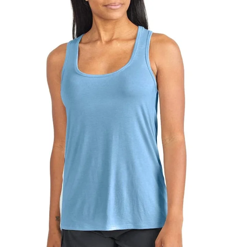 Super Deal Women's Bamboo Motion Racerback Tank Top In Blue Reef