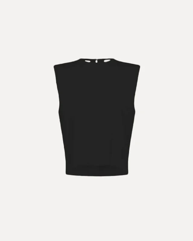 Final Markdown Women's Boxy Top In Stretch Crêpe Cady In Black