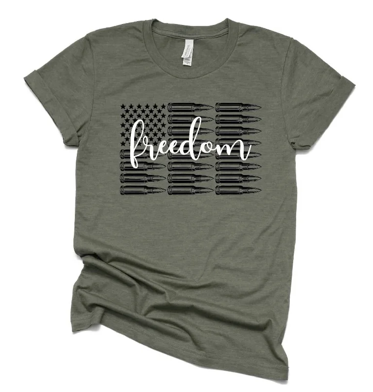 Today’s Deal Women's Freedom Bullet Flag Tee In Army Green