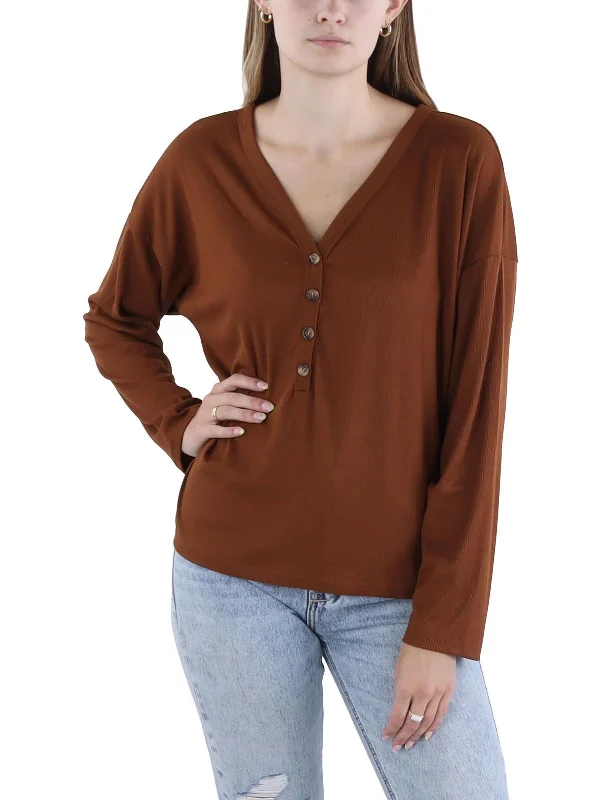 Early Bird Discount Womens Half Button Down Long Sleeves Pullover Top