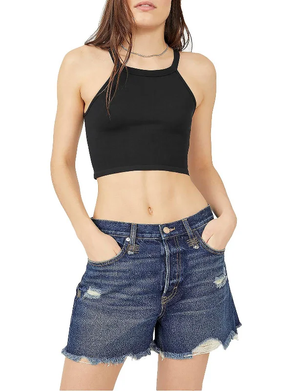 Massive Deals Womens Halter Cropped Tank Top