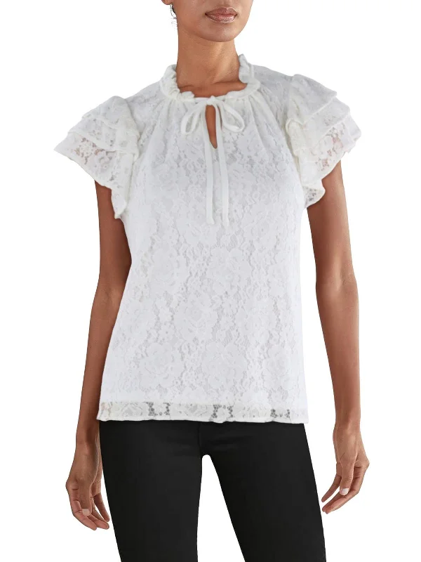 Exclusive Savings Womens Lace Tie Neck Blouse