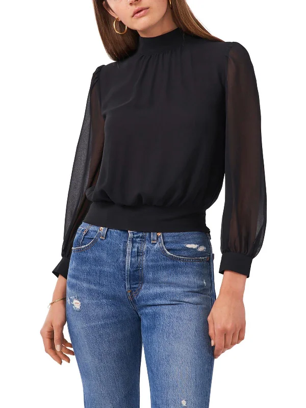 Fantastic Deals Womens Mock Neck Cut Out Cropped