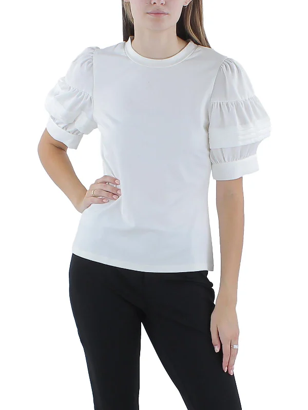 Best Deals Womens Puff Sleeve Solid Blouse