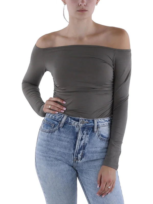 Clearance Items Womens Ruched Long Sleeve Bodysuit