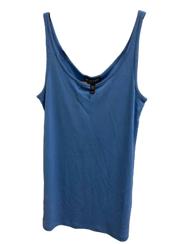 Super Bargain Womens Scoop Neck Tank Top - Petite In Blue