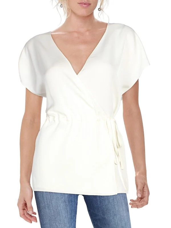 Act Fast Womens Silk Wrap Blouse