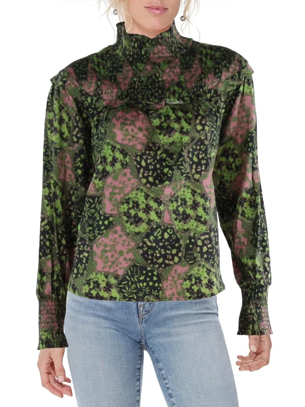 Don't Miss Womens Smocked Ruffled Blouse