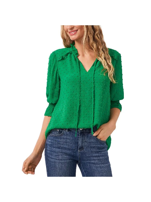 Mega Deal Womens Split Neck Applique Blouse