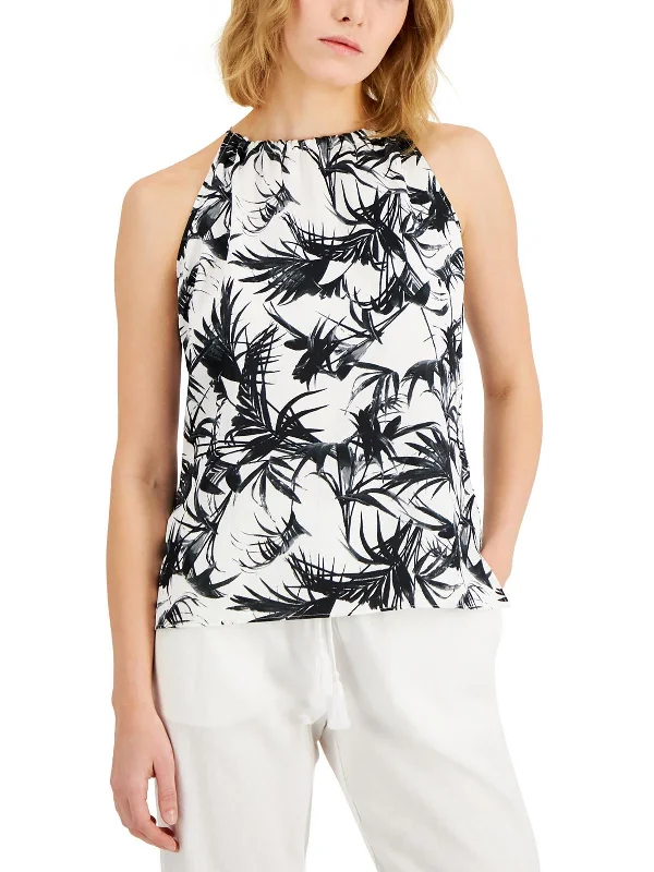 Extra Savings Womens Tie Neck Printed Tank Top