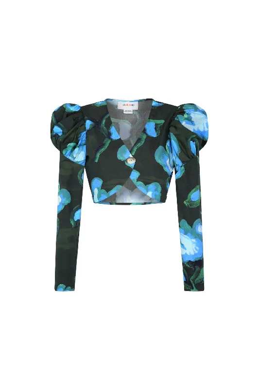 Price Cut Women's Tijuana Long Sleeve Crop Top In Recuerdos Verde