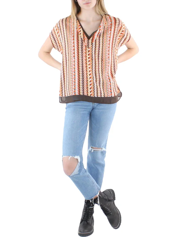 Overstock Womens V Neck Printed Blouse