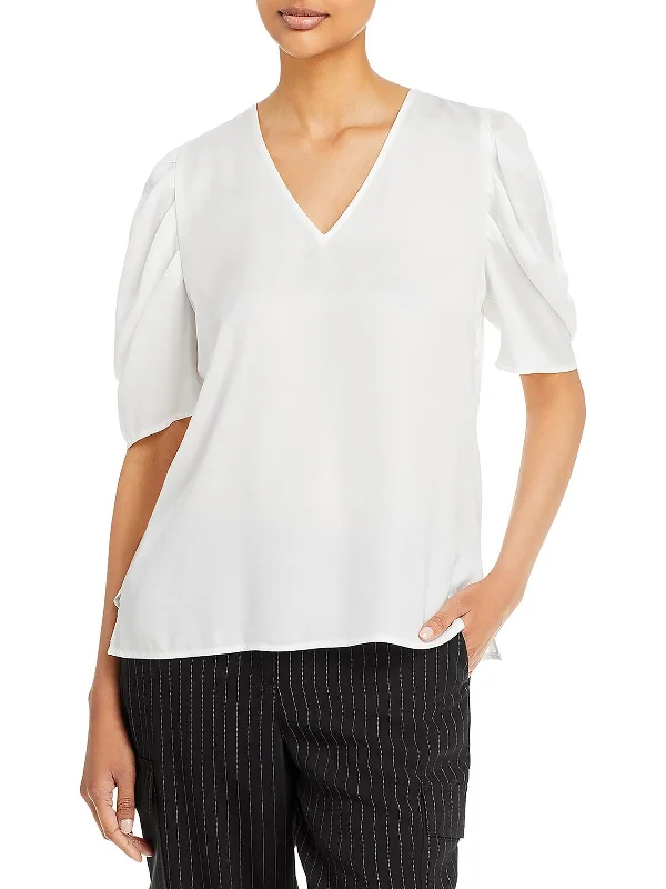 Quick Sale Womens V Neck Short Sleeve Blouse