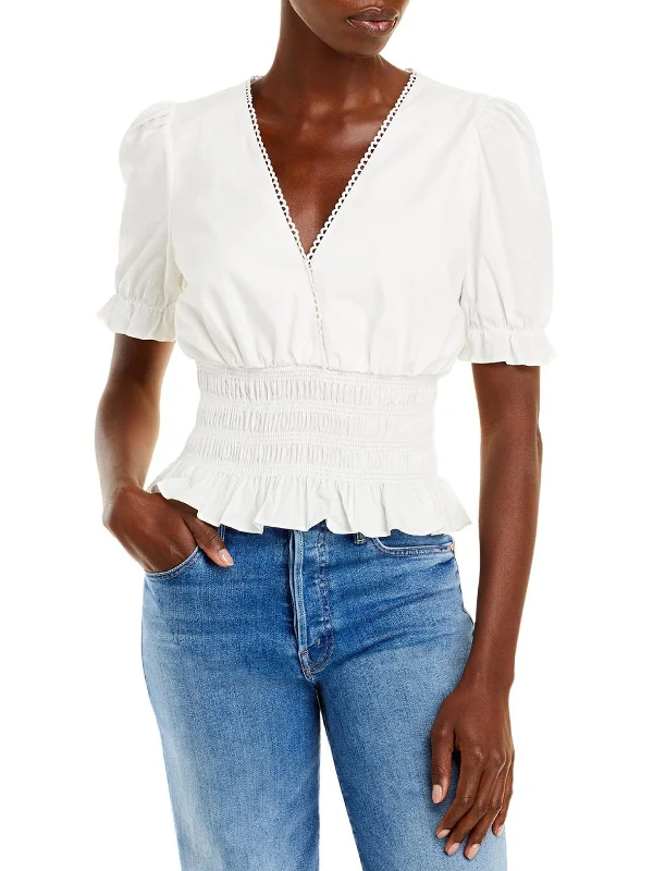 Stock Up and Save Womens V-Neck Smocked Waist Top