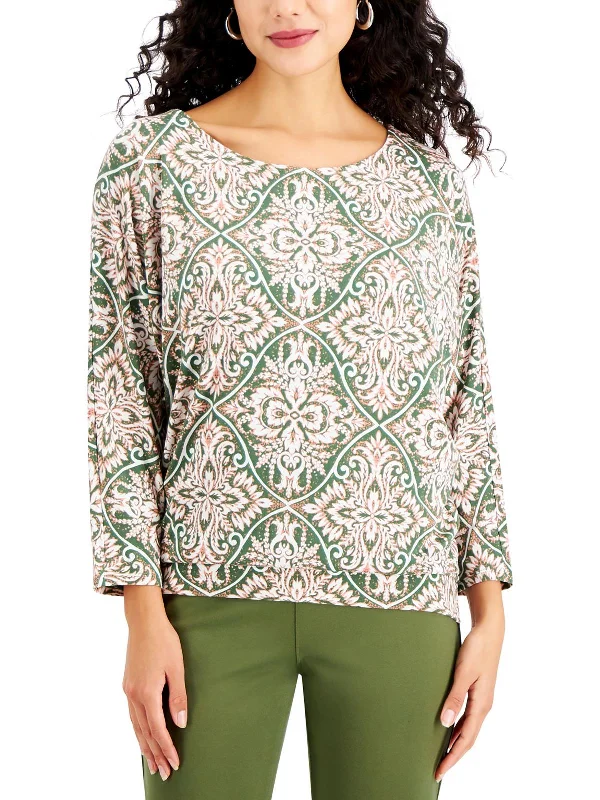 Special Offer Womens Wideneck Three Quarter Sleeve Pullover Top