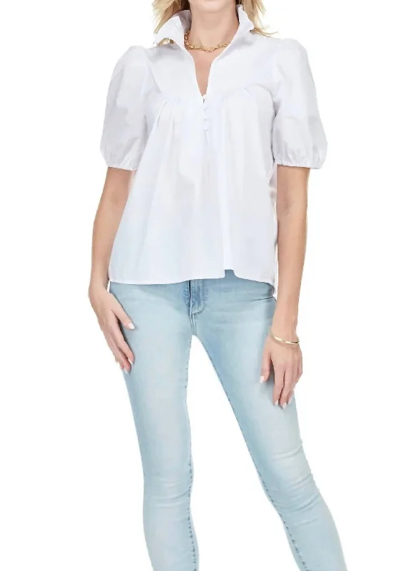 Closeout Yoke Button Top In Wht
