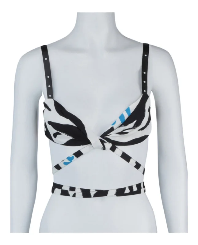 Shop and Save Zebra Twisted Lace Up Top