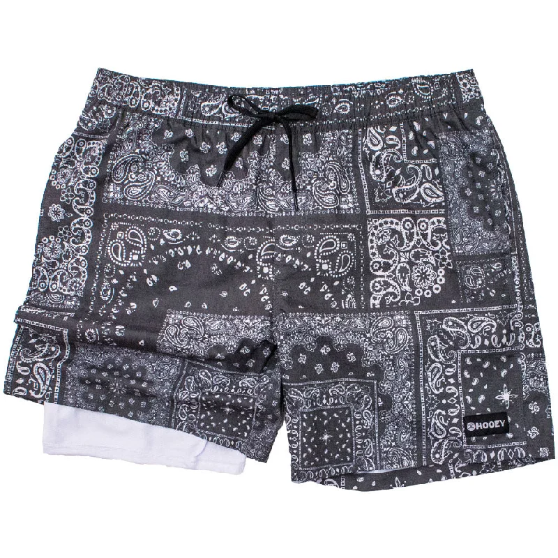 Clearance Items "Bigwake" Black/White Bandana Pattern Board Shorts w/ Liner