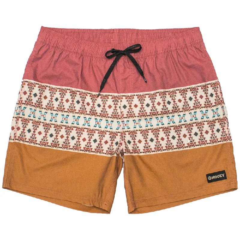 Final Sale "Bigwake" Red/Orange w/Aztec Pattern Board Shorts