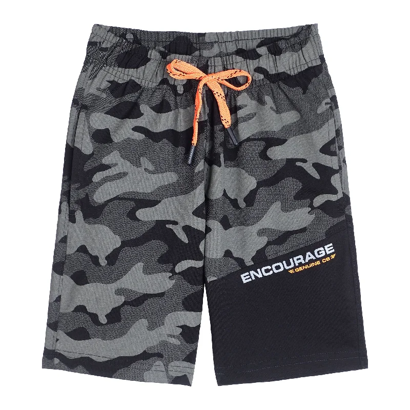 Extra Discounts Boys Black Camouflage Printed Bermuda