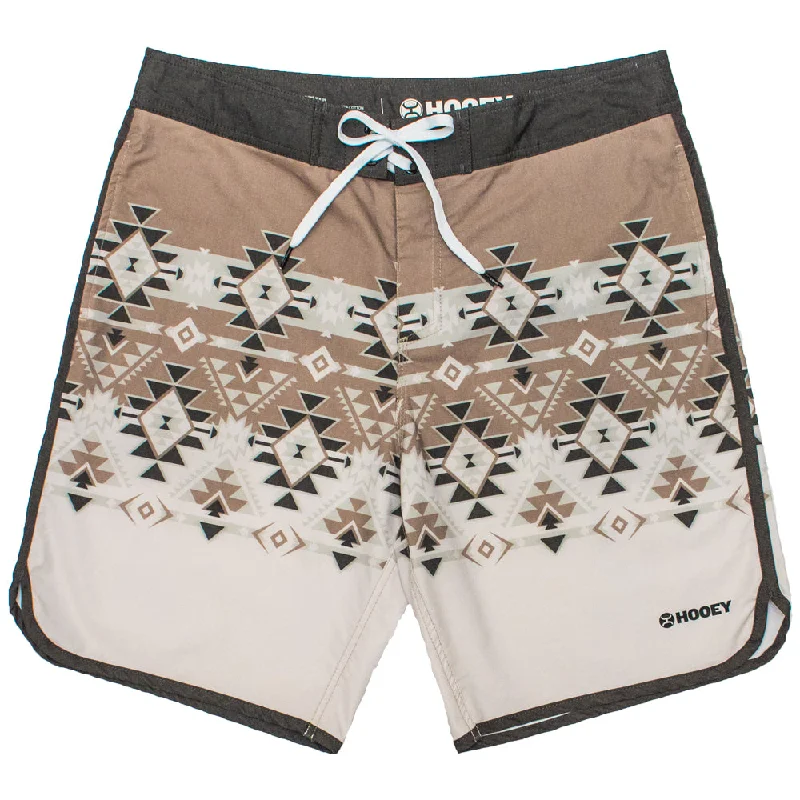 One-DAY Sale "Shaka" Brown/Cream w/Aztec Pattern Board Shorts